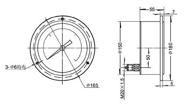 前帶邊精密壓力真空表